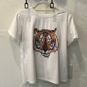 Tiger Sparkle Embroidered Short Sleeve Shirt